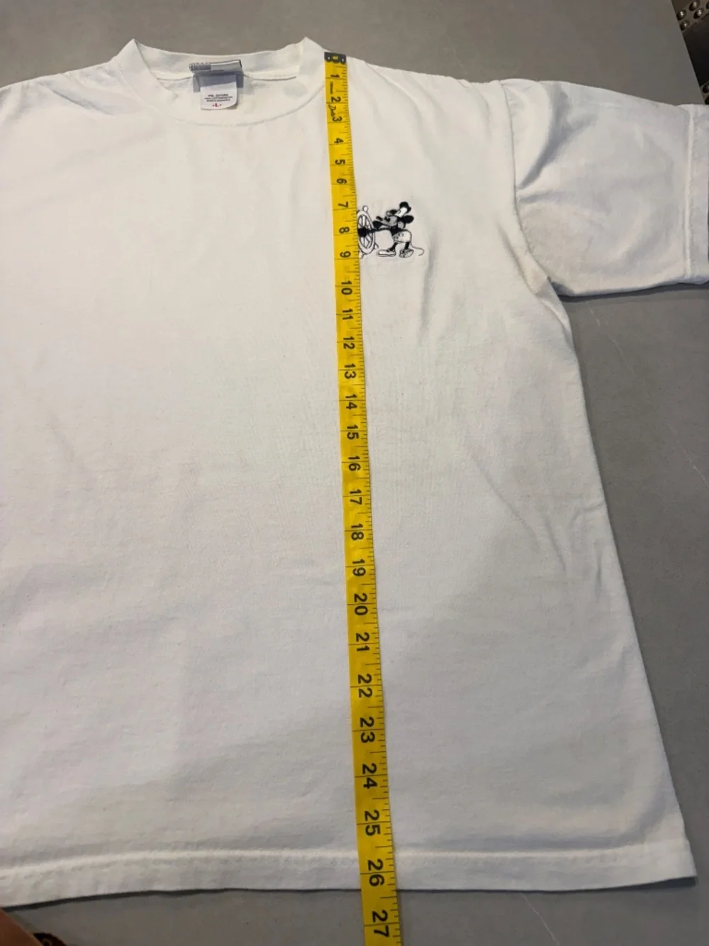VTG Walt Disney World Steamboat Willie Embroidered T-Shirt White Large